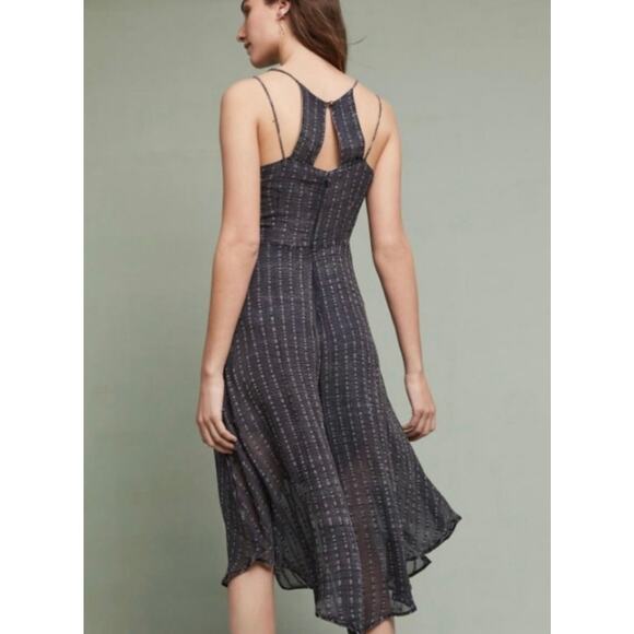 Anthropologie HD in Paris Harbor CropWide Leg Jumpsuit Cupro Navy Size 12 - Picture 2 of 6